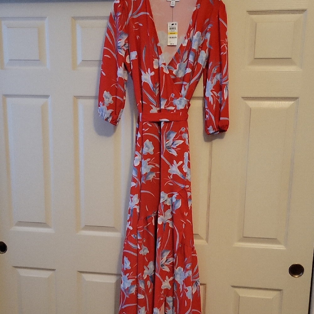 Bar III Red Floral Maxi Dress